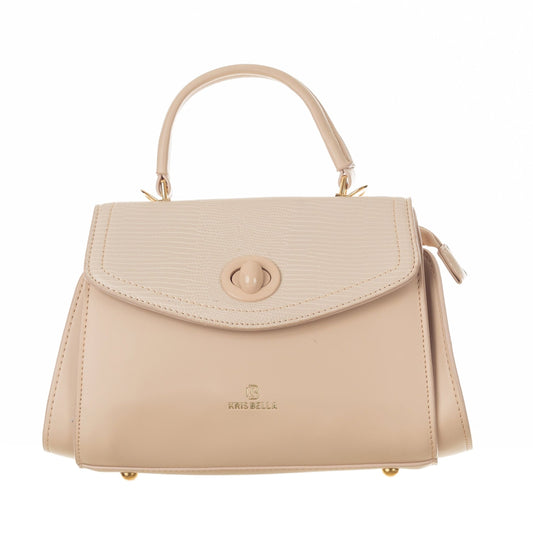 Turn and Twist Closure Timeless sophistication Minimalist Handbag  - Off White