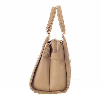 Artificial Leather Versatile Handbag with Detachable Strap - Beige