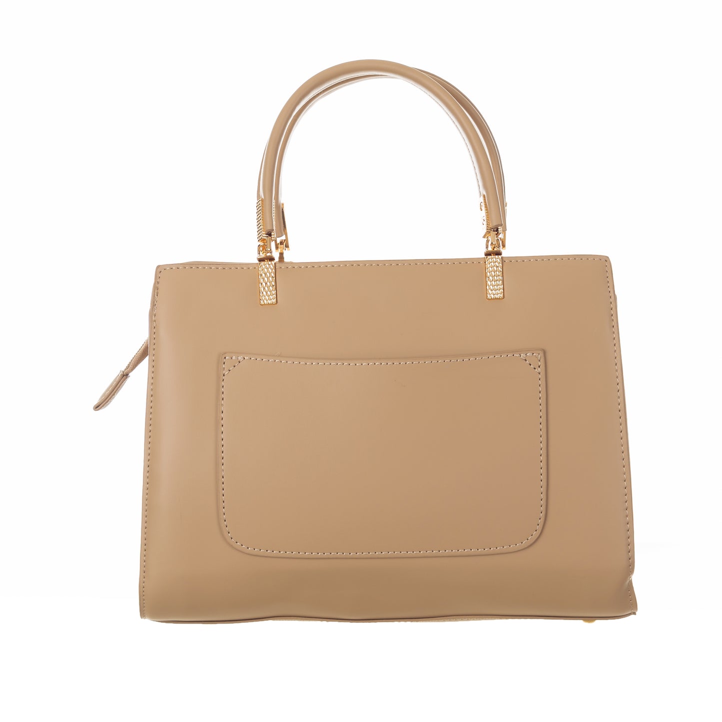 Artificial Leather Versatile Handbag with Detachable Strap - Beige