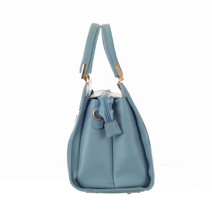 Artificial Leather Versatile Handbag with Detachable Strap - Blue