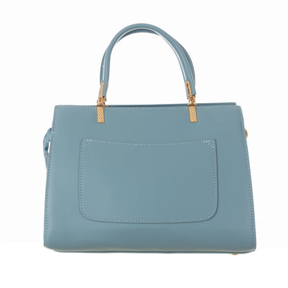 Artificial Leather Versatile Handbag with Detachable Strap - Blue