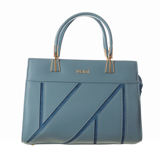 Artificial Leather Versatile Handbag with Detachable Strap - Blue