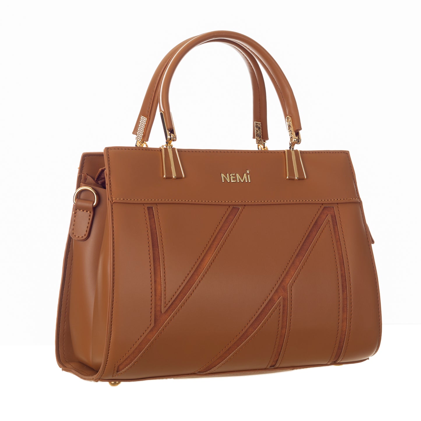 Artificial Leather Versatile Handbag with Detachable Strap - Brown