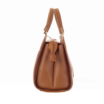 Artificial Leather Versatile Handbag with Detachable Strap - Brown