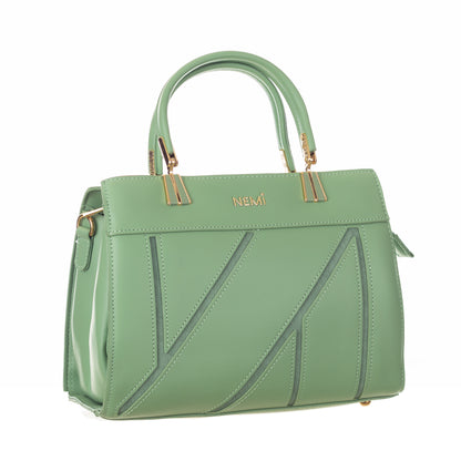 Artificial Leather Versatile Handbag with Detachable Strap - Green