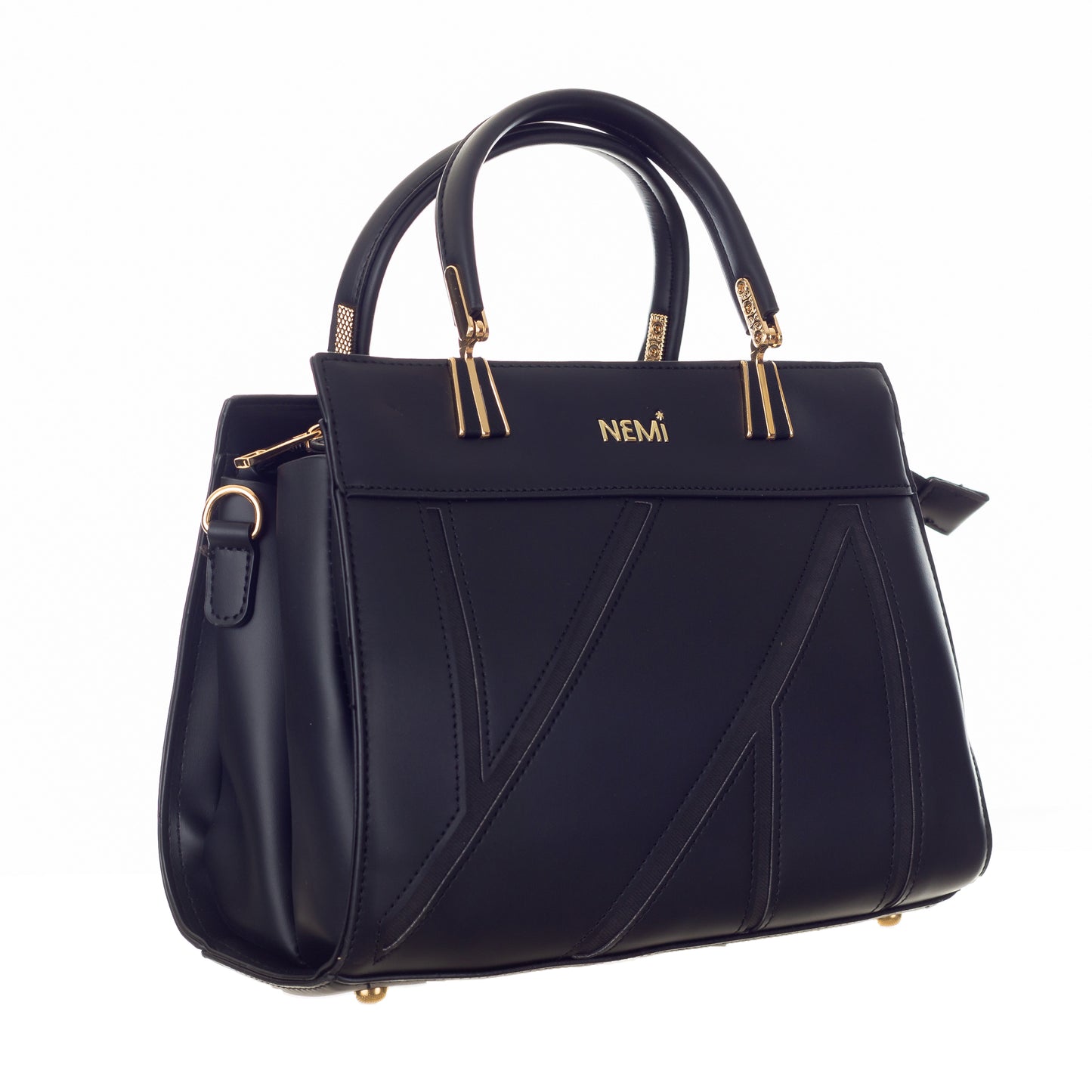 Artificial Leather Versatile Handbag with Detachable Strap - Navy