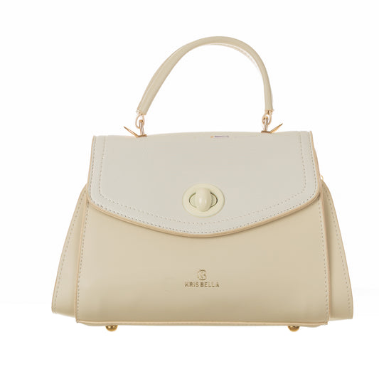 Turn and Twist Closure Timeless sophistication Minimalist Handbag  - White