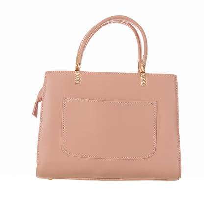 Artificial Leather Versatile Handbag with Detachable Strap - Peach