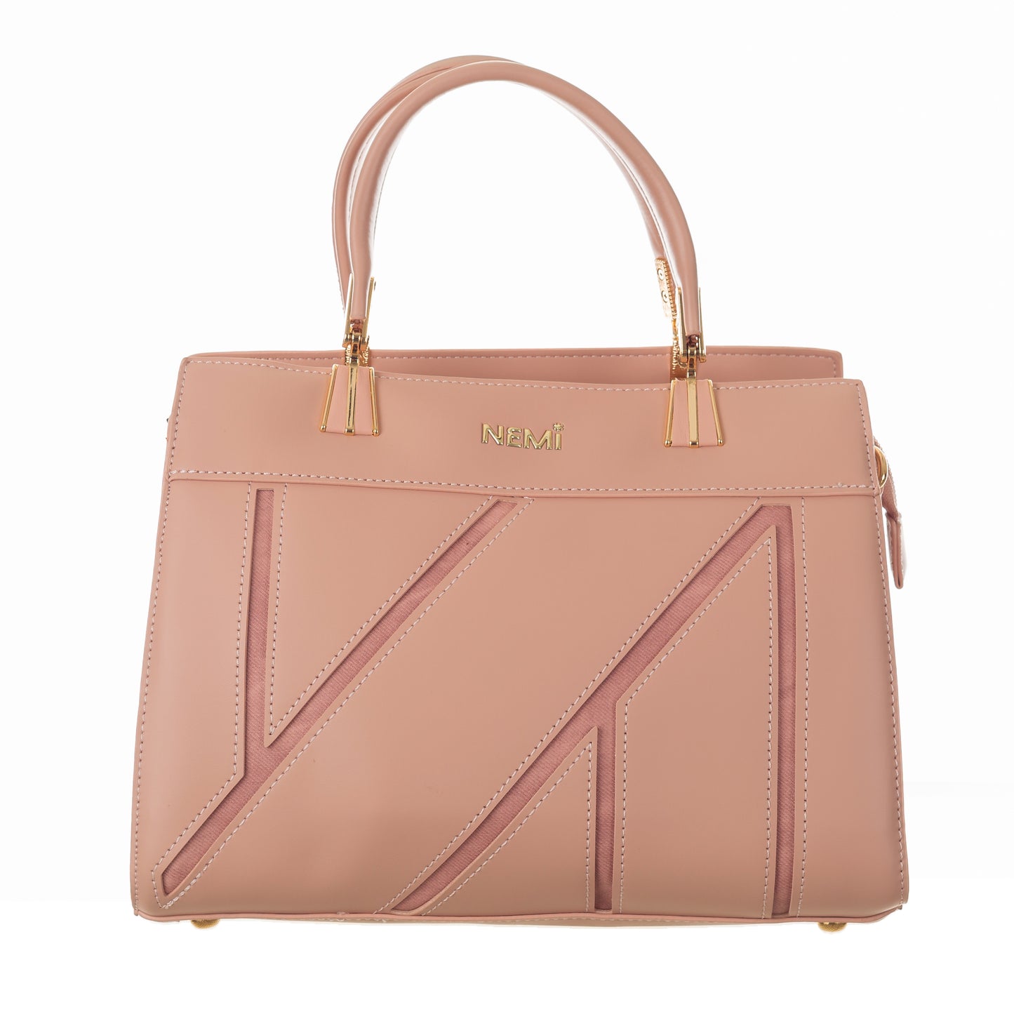 Artificial Leather Versatile Handbag with Detachable Strap - Peach