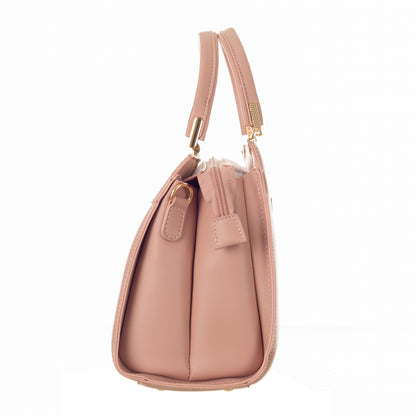 Artificial Leather Versatile Handbag with Detachable Strap - Peach