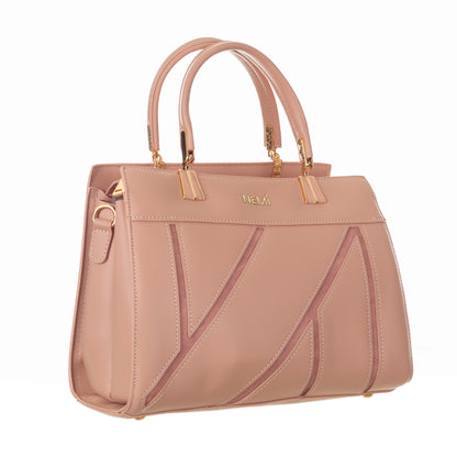 Artificial Leather Versatile Handbag with Detachable Strap - Peach