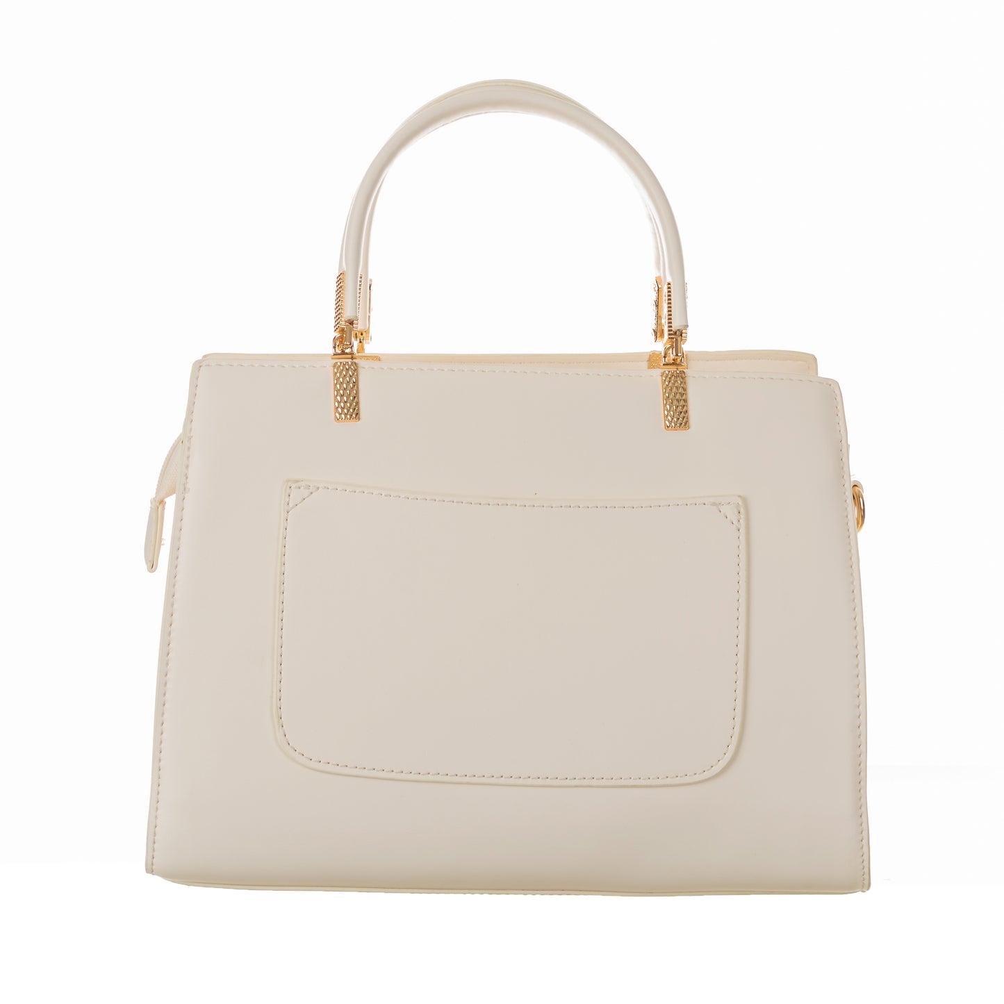 Artificial Leather Versatile Handbag with Detachable Strap - White