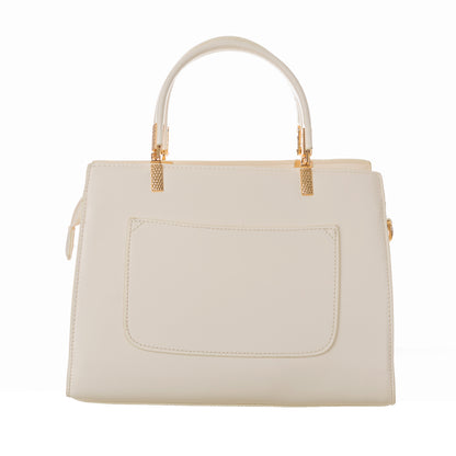 Artificial Leather Versatile Handbag with Detachable Strap - White