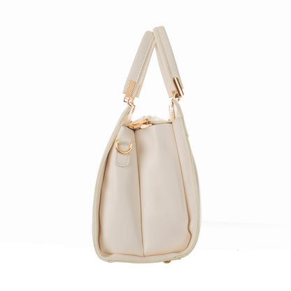 Artificial Leather Versatile Handbag with Detachable Strap - White