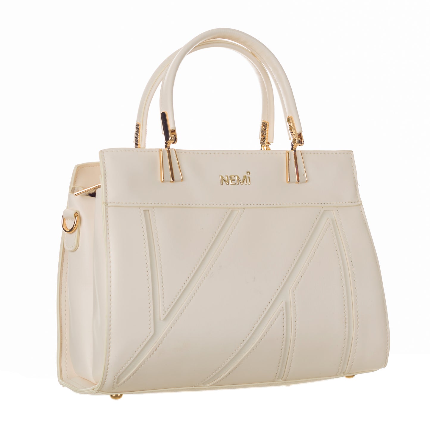 Artificial Leather Versatile Handbag with Detachable Strap - White