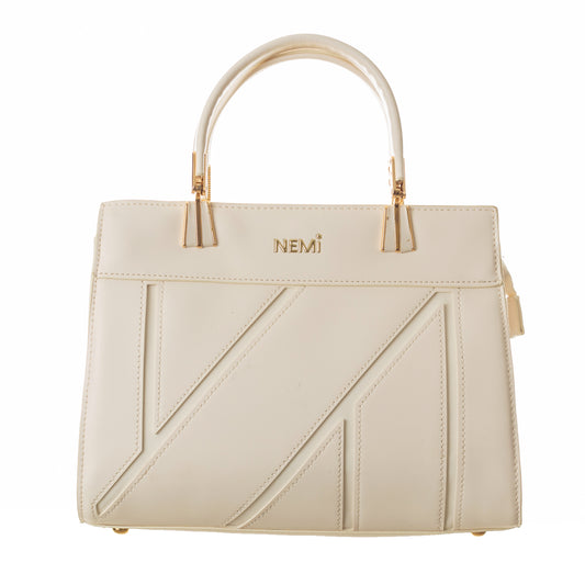 Artificial Leather Versatile Handbag with Detachable Strap - White